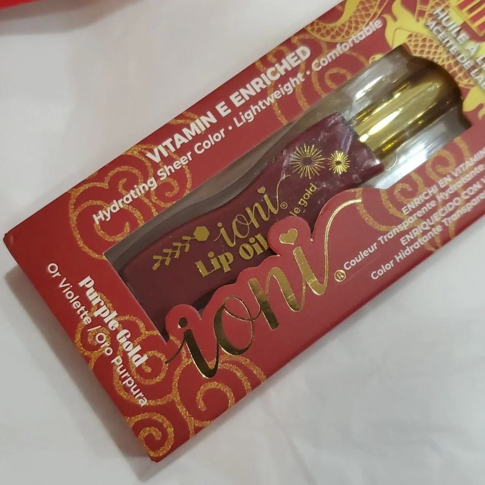 2pack vitamin E enriched hydrating sheer red and purple gold tinted lip oils new